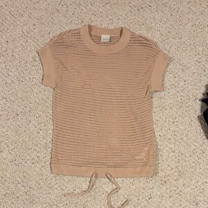 Varley Beige Knit Mesh Top